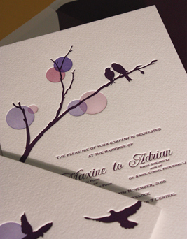 Arte de convite de casamento ou noivado de passarinhos