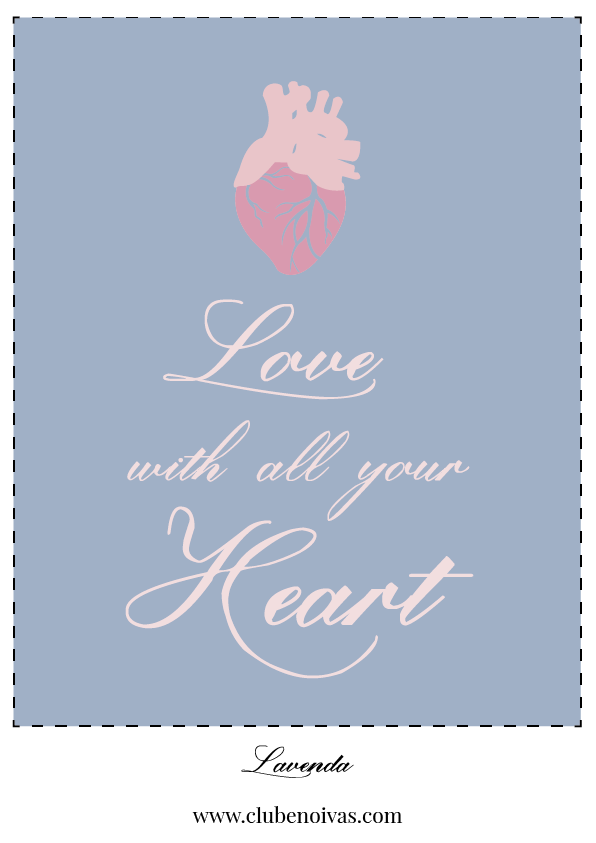 Quadros com Frases de Amor - Ilustrações - Clube Noivas - Love quito all your heart