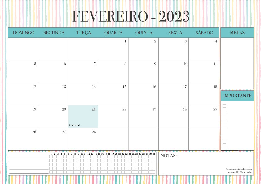 Calendário 2023 Para Imprimir  Feriados E Datas Comemorativas